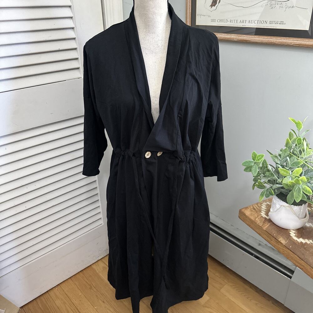 Brobe Recovery Robe Womens XL Black Jersey Knit Post Surgical Comfort